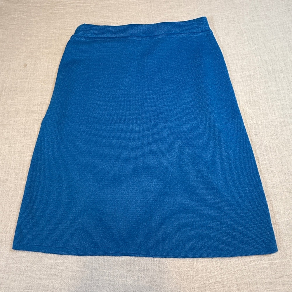 MYRTA Bright Blue Knit A-Line Midi Skirt Made in Italy Women's Fits Small-Medium